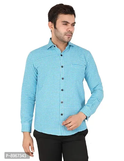 Latest Chikan Men's Checked Regular Fit Full Sleeve Cotton Formal Shirt-thumb2