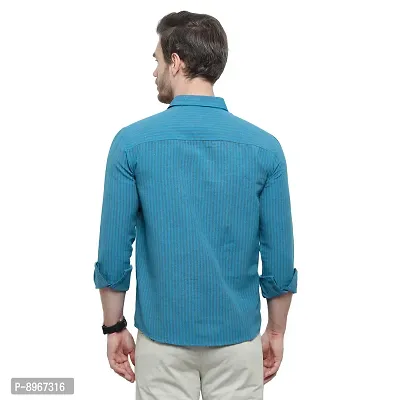 Latest Chikan Men's Striped Regular Fit Full Sleeve Cotton Casual Shirt-thumb3