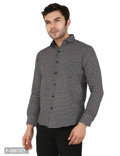 Latest Chikan Men's Checked Regular Fit Full Sleeve Cotton Formal Shirt-thumb3