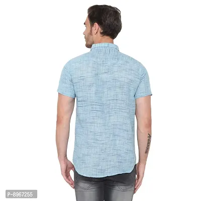 Latest Chikan Men's Cotton Textured Half Sleeves Shirt-thumb4