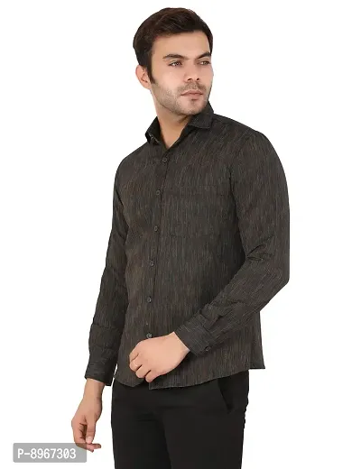 Latest Chikan Men's Textured Regular Fit Full Sleeve Cotton Casual/Formal Shirt-thumb4