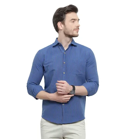 Latest Chikan Men's Striped Regular Fit Full Sleeve Casual Shirt