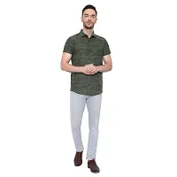 Latest Chikan Men's Cotton Self Design Half Sleeves Shirt LC_A_HS-DK-GR-36 Green-thumb3