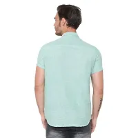 Latest Chikan Men's Cotton Textured Half Sleeves Shirt, Green, 2XL-thumb3