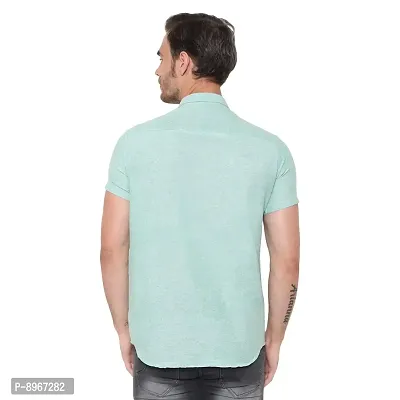 Latest Chikan Men's Cotton Textured Half Sleeves Shirt, Green, 2XL-thumb4