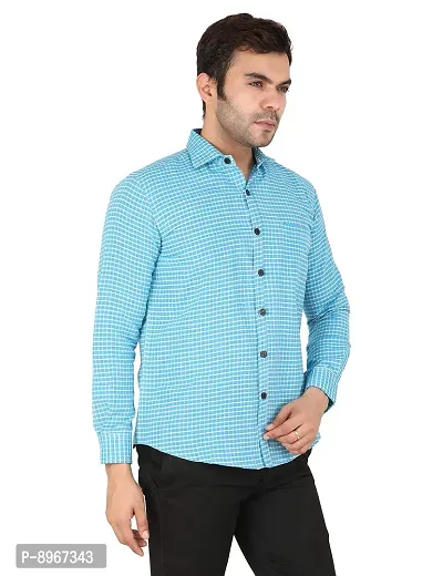 Latest Chikan Men's Checked Regular Fit Full Sleeve Cotton Formal Shirt-thumb4