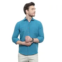 Latest Chikan Men's Striped Regular Fit Full Sleeve Cotton Casual Shirt-thumb1