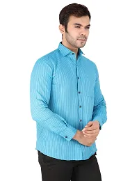 Latest Chikan Men's Striped Regular Fit Full Sleeve Cotton Formal Shirt-thumb2