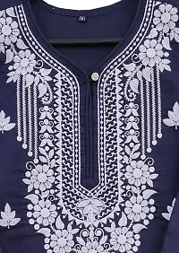 Latest Chikan Women's Lucknowi Chikan Embroidered Regular Fit Cotton Kurti Kurta-thumb1