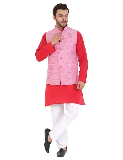 Latest Chikan Men's Regular Kurta, Pajama Jacket Set