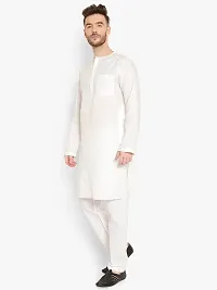 Latest Chikan Men's Cotton White Trendy Kurta Pajama Set-thumb2