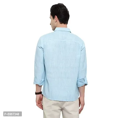 Latest Chikan Men's Textured Regular Fit Full Sleeve Cotton Casual/Formal Shirt (X-Large, Light Blue)-thumb3