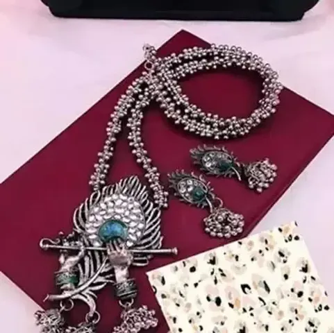 Partywear Silver Oxidized Alloy Jewellery Sets