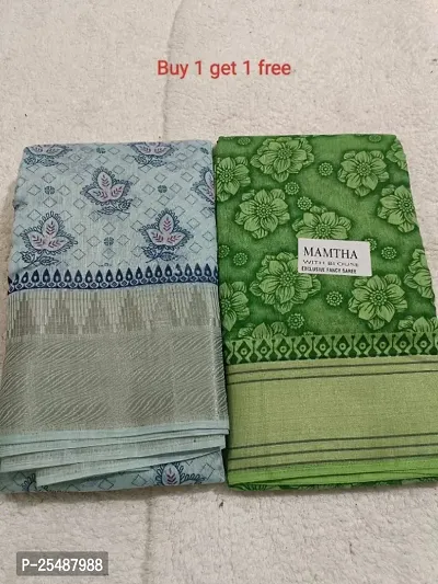 Classic Cotton Printed Saree with Blouse piece, Pack of 2