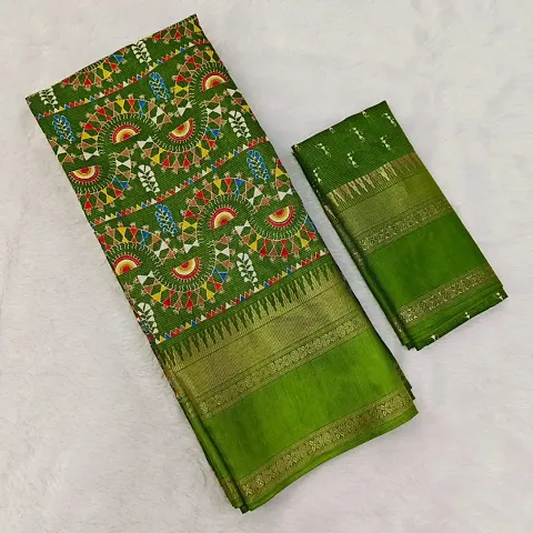 Soft Pencil Crepe Printed Sarees with Blouse piece