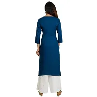 Purvi Women's Rayon Emberoidered Kurta And Zari Work Palazzo Set (BLUE-S)-thumb4