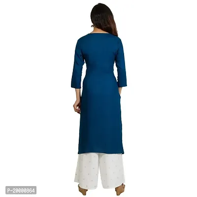 Purvi Women's Rayon Emberoidered Kurta And Zari Work Palazzo Set (BLUE-S)-thumb5