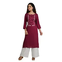 Purvi Women's Rayon Emberoidered Kurta And Zari Work Palazzo Set (PURPLE-2XL)-thumb1