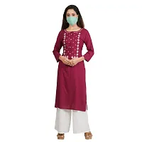 Purvi Women's Rayon Emberoidered Kurta And Zari Work Palazzo Set (PURPLE-XL)-thumb2