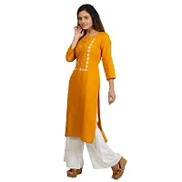 Purvi Women's Rayon Emberoidered Kurta And Zari Work Palazzo Set (MUSTARD-M)-thumb2