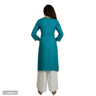 Purvi Women's Rayon Emberoidered Kurta And Zari Work Palazzo Set (TURQUOISE-S)-thumb4