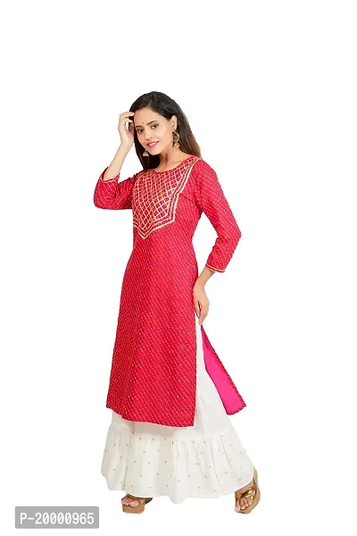 Purvi Women's Cotton Gota Work Kurta And Zari Embroidered Sharara Set (RED, 2X-Lrage)-thumb3