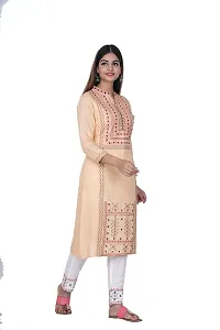 Purvi Womens Rayon Embroidred Kurta And Pant With Dupatta Set (Beige-XL)-thumb4