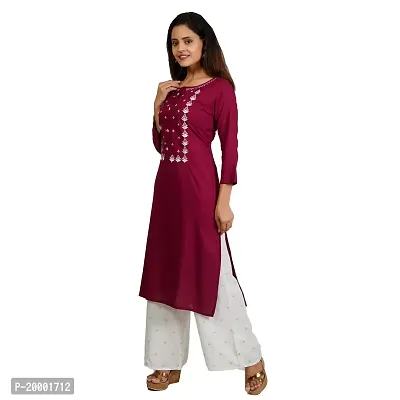 Purvi Women's Rayon Emberoidered Kurta And Zari Work Palazzo Set (PURPLE-L)-thumb0