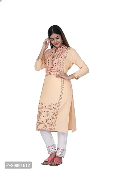 Purvi Womens Rayon Embroidred Kurta And Pant With Dupatta Set (Beige-XL)-thumb4