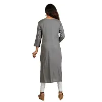 Purvi Women's Rayon Zari Emberoidered Flare Kurta with Hand Work And Tassles (GREY, L)-thumb4