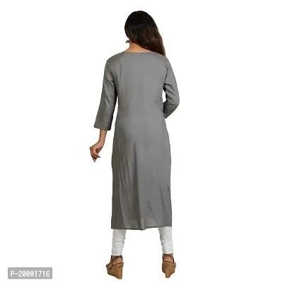 Purvi Women's Rayon Zari Emberoidered Flare Kurta with Hand Work And Tassles (GREY, L)-thumb5