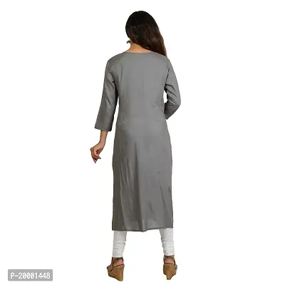 Purvi Women's Rayon Zari Emberoidered Flare Kurta with Hand Work And Tassles (GREY, 2XL)-thumb5