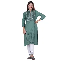 Purvi Womens Rayon Embroidred Kurta And Pant With Dupatta Set (Green-L)-thumb3