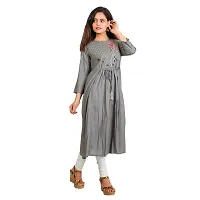 Purvi Women's Rayon Zari Emberoidered Flare Kurta with Hand Work And Tassles (GREY, L)-thumb2