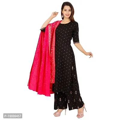 PURVI Women's Rayon Kurta Palazzo Set (SFT-1907-BLACK-S_Black_Small)