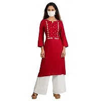 Purvi Women's Rayon Emberoidered Kurta And Zari Work Palazzo Set (MAROON-S)-thumb2