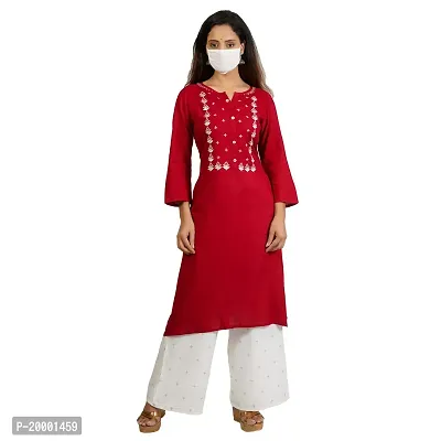 Purvi Women's Rayon Emberoidered Kurta And Zari Work Palazzo Set (MAROON-S)-thumb3