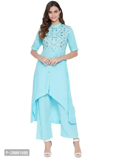 Women Kurta and Palazzo Set Rayon (Medium) Turquoise