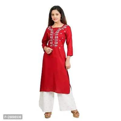 Purvi Women's Rayon Emberoidered Kurta And Zari Work Palazzo Set (MAROON-L)-thumb0