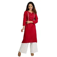 Purvi Women's Rayon Emberoidered Kurta And Zari Work Palazzo Set (MAROON-S)-thumb1