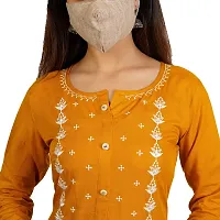 Purvi Women's Rayon Emberoidered Kurta And Zari Work Palazzo Set (MUSTARD-S)-thumb3