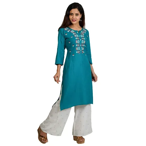 Purvi Women's Rayon Emberoidered Kurta And Zari Work Palazzo Set (MUSTARD-2XL)