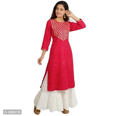 Purvi Women's Cotton Gota Work Kurta And Zari Embroidered Sharara Set (RED, X-Large)-thumb0