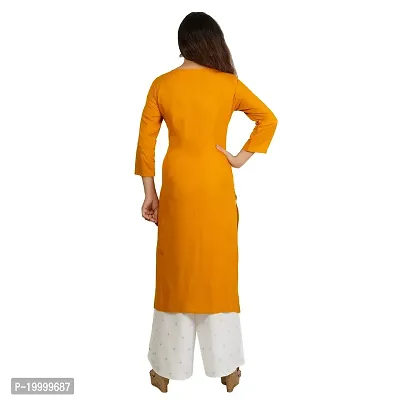 Purvi Women's Rayon Emberoidered Kurta And Zari Work Palazzo Set (MUSTARD-S)-thumb5