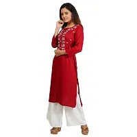 Purvi Women's Rayon Emberoidered Kurta And Zari Work Palazzo Set (MAROON-L)-thumb2