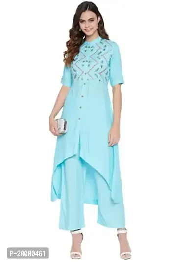 Women Kurta and Palazzo Set Rayon (XX-Large) Turquoise