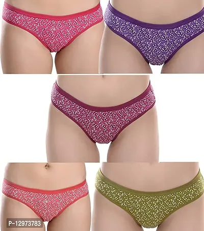 Stylish Fancy Cotton Panty Combo For Women Pack Of 5