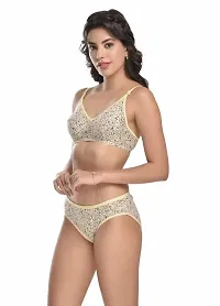 Lenzey Women Cotton Floral Print Full Coverage Non Padded Bra and Panty Set | Lingerie Set for Daily Use-thumb1