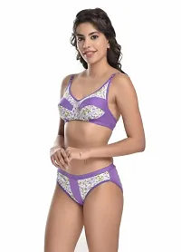 Lenzey Women Cotton Floral Print Full Coverage Non Padded Bra and Panty Set |Lingerie Set for Daily Use-thumb1