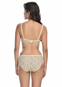 Lenzey Women Cotton Floral Print Full Coverage Non Padded Bra and Panty Set | Lingerie Set for Daily Use-thumb2